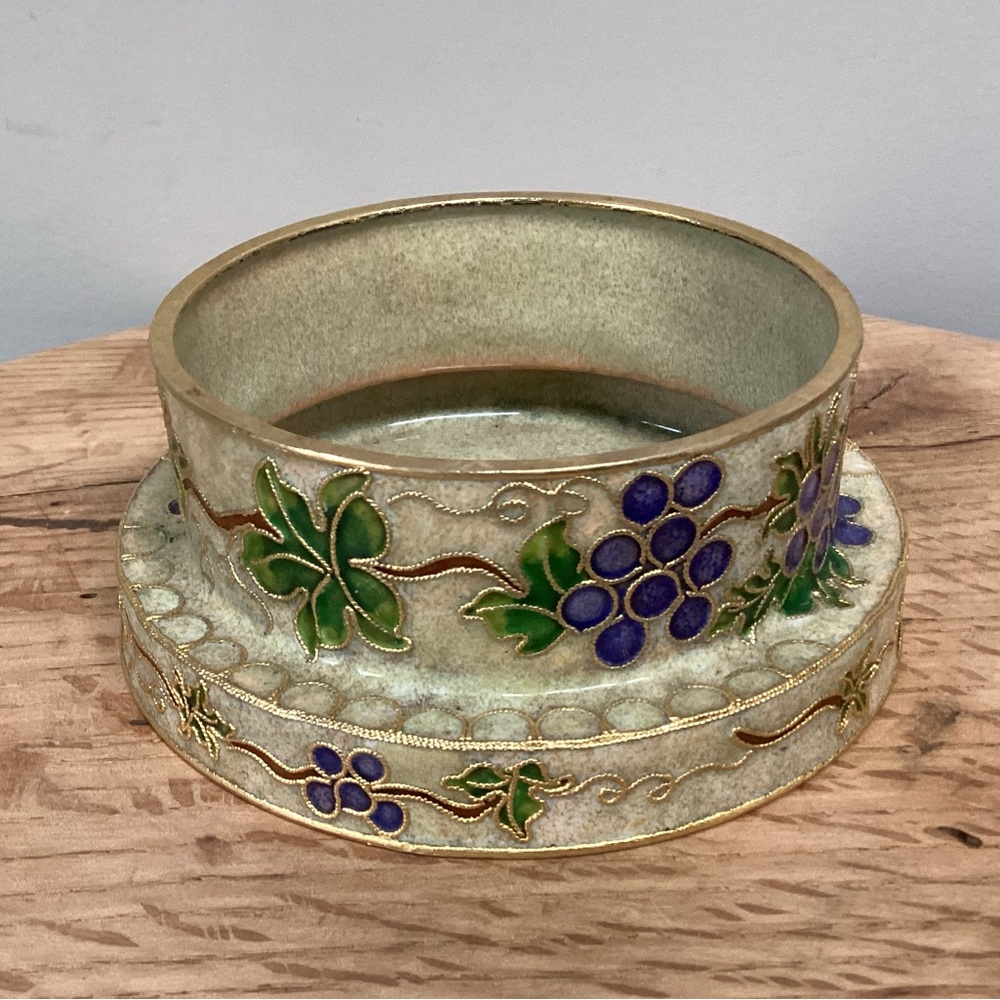 🟣 Cloisonné Wine Bottle Coaster Holder - Like New Condition - Beautiful - Unique - Picture 5 of 13